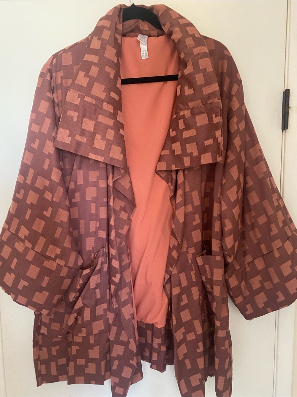 MarlaWynne Peach & Brick Patterned Open Front Jacket Size XL